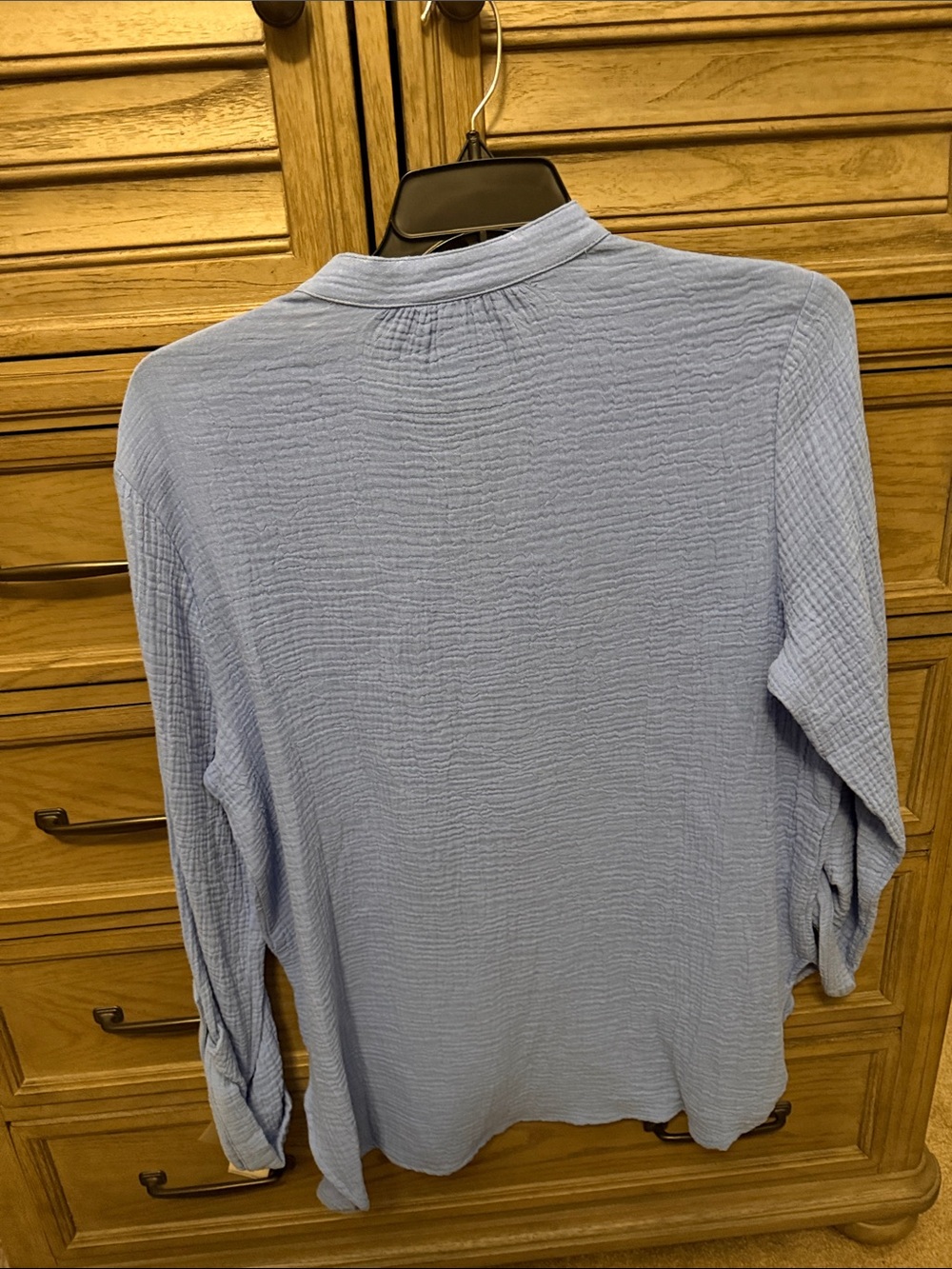 Ruby Rd. Light Blue Gauze Button-Front Tunic - Picture 3 of 4
